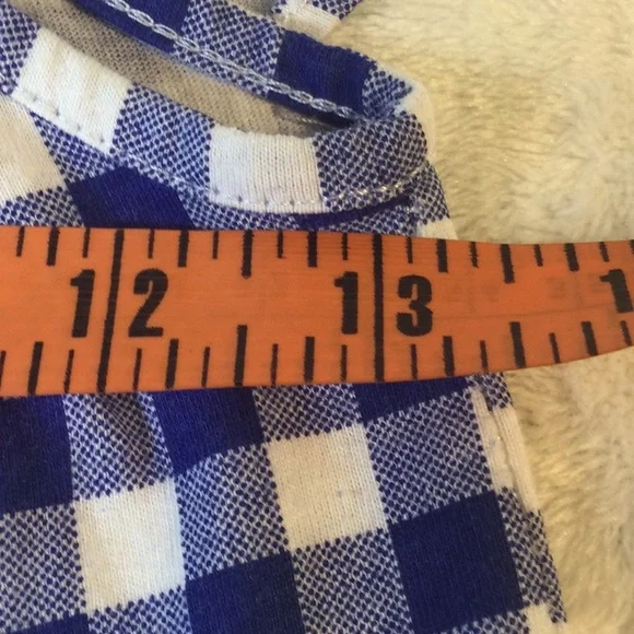 ZARA  🌼 Girls Blue & White Plaid checkered Top w/ Ruffle Layered Detail size 8 - Picture 3 of 7